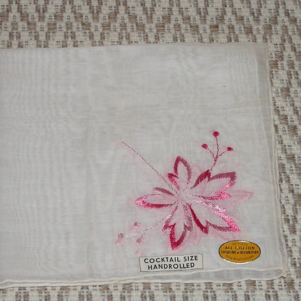 Vintage Embroidered Hankie Made In Switzerland